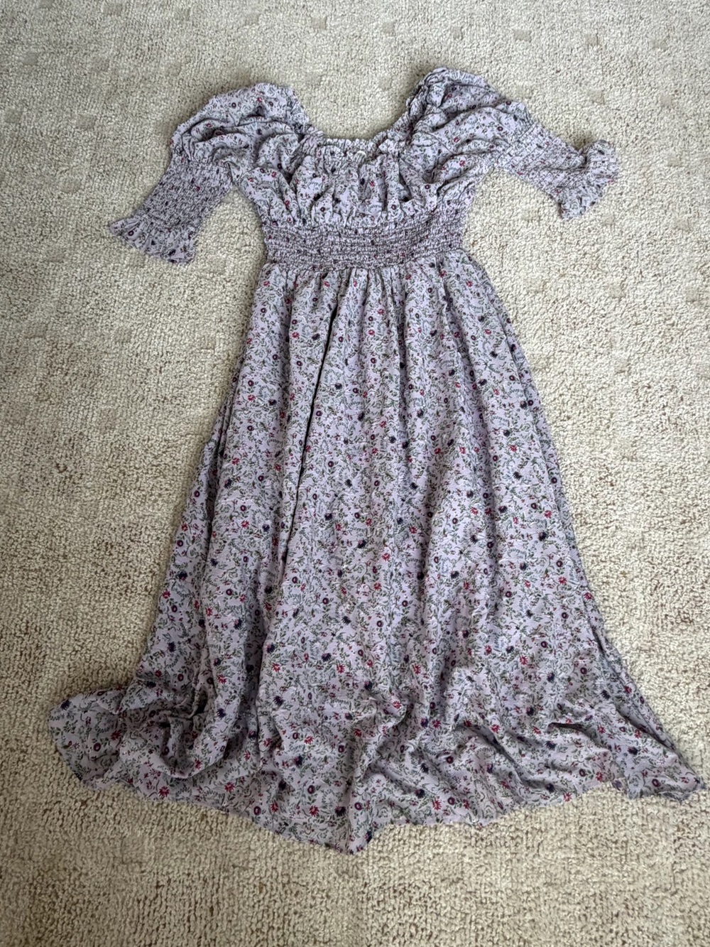 Tuckernuck Hyacinth House Cali Lilac Floral Smocked Midi Dress XS Fairycore